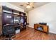 Versatile room with a built in desk and ceiling fan offers space for an office, study, or hobby room at 10532 Plantation Bay Dr, Tampa, FL 33647