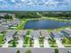 Neighborhood of modern houses near a lake and a road in a sunny day at 12826 French Market Dr, Riverview, FL 33579