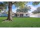 Expansive yard with mature trees, a lush lawn, and partial fencing at 1384 S Hillcrest Ave, Clearwater, FL 33756