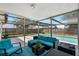 Relaxing screened-in pool area with comfortable seating and a view of the fenced backyard at 3133 Payne St, New Port Richey, FL 34655