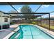 Sparkling pool within screened enclosure, offering privacy and a refreshing escape at 3133 Payne St, New Port Richey, FL 34655