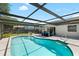 Inviting screened-in pool with a clear blue water and a spacious patio area at 3133 Payne St, New Port Richey, FL 34655
