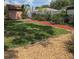 A nicely maintained backyard features a large lawn and border gardens along the fence at 3304 Alamar St, Lutz, FL 33558