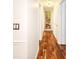 Hallway features wood floors and a decorative forest scene on a door at 3304 Alamar St, Lutz, FL 33558