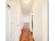 Hallway view with doors and wood-look floors at 3304 Alamar St, Lutz, FL 33558