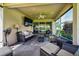 Spacious screened patio offering comfortable seating with views of greenery, perfect for outdoor relaxation at 644 Chipper Dr, Sun City Center, FL 33573