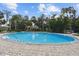 Large community pool with shallow entry and ample lounge seating, surrounded by palm trees and lush landscaping at 11002 Sundrift Dr, Tampa, FL 33647