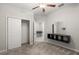 Bedroom featuring ceiling fan, carpet, closet and access to the bathroom at 11308 Chilly Water Ct, Riverview, FL 33569