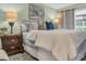 Comfortable main bedroom featuring a king-sized bed and stylish nightstands with lamps at 1250 S Pinellas Ave # 207, Tarpon Springs, FL 34689