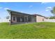 Fenced backyard features a screened patio with lush green grass at 25946 Buckthorn Ave, Land O Lakes, FL 34639