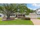 Charming single-story home with a well-manicured lawn, mature tree, and two-car garage at 3108 S Omar Ave, Tampa, FL 33629
