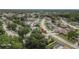 An aerial view of a residential neighborhood with mature trees, ponds, and well-maintained lawns, marked by a location pin at 3501 Sarazen Dr, New Port Richey, FL 34655