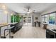 Well-lit bar area featuring modern accents and a seamless transition to the outdoors through large glass doors at 709 Pinewood Dr, Dunedin, FL 34698