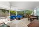 Comfortable screened patio area with lounge seating and outdoor dining at 709 Pinewood Dr, Dunedin, FL 34698