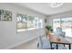 Bright office space with backyard view and a stylish desk and chairs at 8045 Colton Dr, Port Richey, FL 34668
