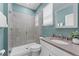 Modern bathroom with sleek glass shower, white vanity, and stylish fixtures offers a luxurious feel at 8050 Praise Dr, Tampa, FL 33625