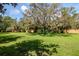 Spacious backyard with well-manicured lawn and mature trees at 9317 Stone River Pl, Riverview, FL 33578