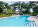 Enjoy the community's sparkling pool surrounded by lush landscaping and comfortable lounge chairs at 9317 Stone River Pl, Riverview, FL 33578