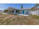 Light blue home with a well-kept lawn and a blue front door at 2 79Th S St, St Petersburg, FL 33707