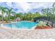 Resort-style pool with water features, slide, and palm trees at 20302 Noble Oak Pl, Tampa, FL 33647