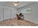 Bedroom with ceiling fan, closet and window with view of the waterway at 6334 Cocoa Ln, Apollo Beach, FL 33572