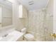 Bathroom featuring a shower/tub combo, and a single sink vanity at 8443 Fantasia Park Way, Riverview, FL 33578