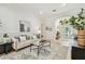 Bright living room with decorative rug, comfortable sofa, and a view of the front entrance at 10203 Shadow Branch Dr, Tampa, FL 33647