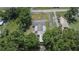 A high angle shows a home with an attached outbuilding amid lush greenery at 3212 Cork Rd, Plant City, FL 33565