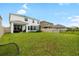 Expansive backyard with green lawn, trampoline, and covered patio at 33675 Elm Hill Br, Wesley Chapel, FL 33545