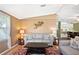 Cozy living room featuring a comfortable sofa, area rug, and inviting decor at 36435 Bonney Dr, Zephyrhills, FL 33541