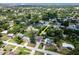 Real estate aerial view showing a home with in-ground pool and lush greenery in a quiet neighborhood near the water at 4317 S Hale Ave, Tampa, FL 33611