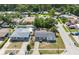 Aerial view of neighborhood homes, mature trees and street at 5618 Halifax Dr, Tampa, FL 33615