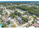 Picturesque aerial view of a residential neighborhood with mature trees, and nearby amenities under a clear sky at 5618 Halifax Dr, Tampa, FL 33615