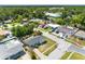 Aerial view of homes and mature trees in a quiet neighborhood setting at 5618 Halifax Dr, Tampa, FL 33615