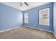 Bedroom with neutral carpet, a ceiling fan, and natural light at 17651 Bright Wheat Dr, Lithia, FL 33547