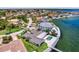 Stunning aerial view of a waterfront property with a private pool and dock on a sunny day at 2002 Carolina Ne Cir, St Petersburg, FL 33703