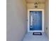 Front door with sidelight and welcome mat, creating a warm and inviting entrance at 2823 Holly Bluff Ct, Plant City, FL 33566