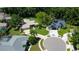 A beautiful aerial view of multiple homes and a manicured lawn in a well-kept neighborhood at 3353 Wedgewood Way, Tarpon Springs, FL 34688