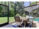 Relaxing screened patio with dining set, overlooks pristine lawn and lush greenery at 3353 Wedgewood Way, Tarpon Springs, FL 34688