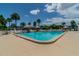 Outdoor pool area surrounded by palm trees and tiki umbrellas, perfect for relaxation at 345 S Mcmullen Booth Rd # 142, Clearwater, FL 33759