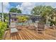 Covered patio overlooking the pool with comfortable seating and a dining table at 516 7Th Se St, Largo, FL 33771
