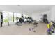 Bright community gym features cardio machines and weights with views of the lake at 10520 Boardwalk Loop # 202, Bradenton, FL 34202