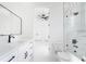 Contemporary bathroom featuring a modern vanity, sleek fixtures, and walk-in shower at 14080 Sydney Rd, Dover, FL 33527