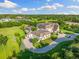 Elegant home boasts verdant lawns, manicured hedges, and a winding driveway leading to a grand entrance at 18521 Wayne Rd, Odessa, FL 33556