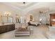 Expansive main bedroom boasts a sitting area, vanity, and tray ceiling at 18521 Wayne Rd, Odessa, FL 33556
