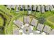 An aerial view of a home in a cul-de-sac showing the surrounding homes and landscaping at 31105 Mango Fade Way, San Antonio, FL 33576