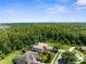 Aerial view showcasing the beautiful home, landscaping, and surrounding wooded area at 3500 Ballastone Dr, Land O Lakes, FL 34638