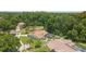An aerial view highlighting a home with a screened-in pool, situated in a lush, green neighborhood at 3509 Country Creek Ln, Valrico, FL 33596