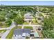 Wide aerial view showing the house in a residential neighborhood with lots of trees and greenery at 4401 S Trask St, Tampa, FL 33611