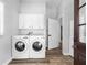 Well-equipped laundry room with modern washer, dryer, and storage cabinets offers convenience at 4401 S Trask St, Tampa, FL 33611